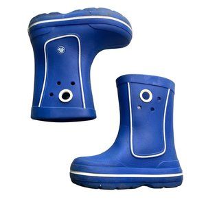 Crocs J1 Blue White Shorty Jaunt Rain Boots Kids Waterproof Pull On